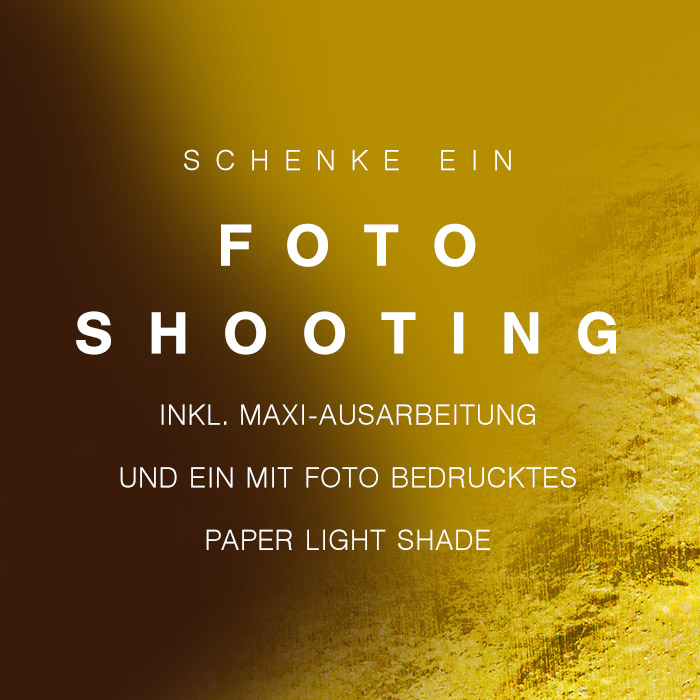 Schenke ein Fotoshooting inkl. Maxi-Ausarbeitung und ein mit Foto bedrucktes Paper Light Shade